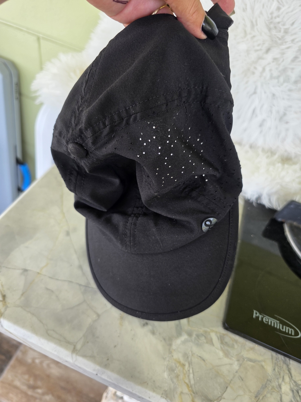 Layer 8 Black Sports Cap with Subtle Rhinestone Accent